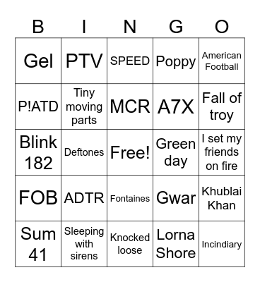 WARPED BINGO Card