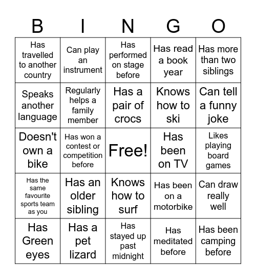 FIND SOMEONE WHO... Bingo Card