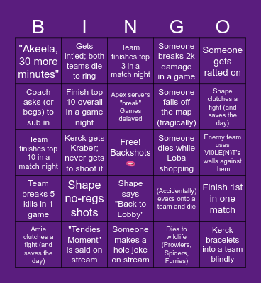 TEAM VI0LE(N)T Bingo Card