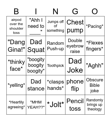 Javi-isms Bingo Card