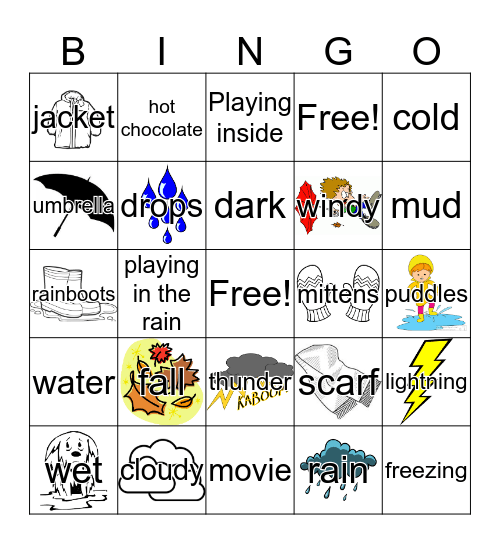 Rainy Day Bingo Card