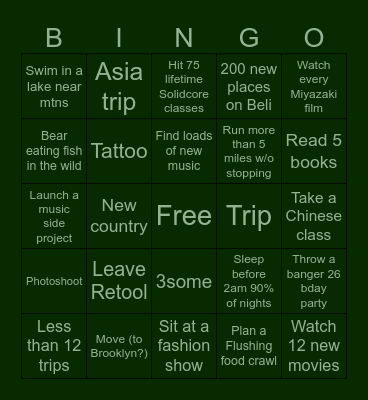 julie's 2025 Bingo Card