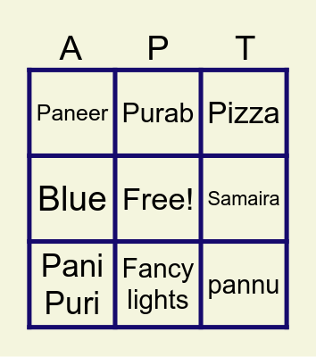 The  "APT"  Baby  Bingo Card