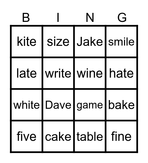 Magic e Bingo Card