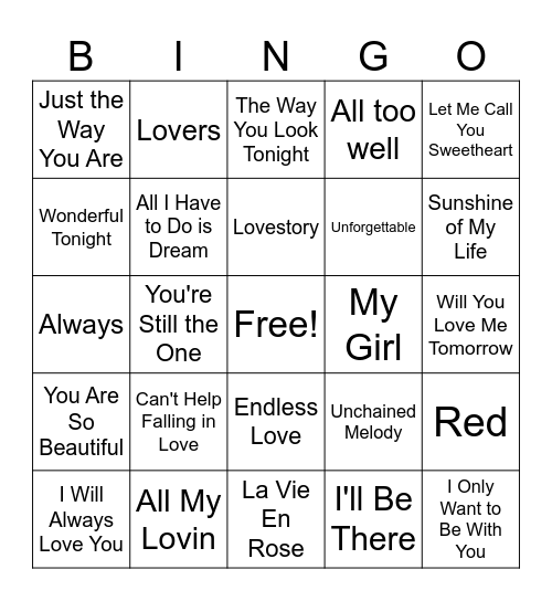 Love Bingo Card