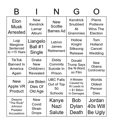 2025 Bingo Card