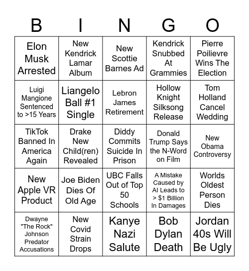 2025 Bingo Card