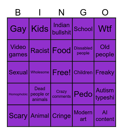 Ig reels Bingo Card