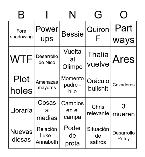 Libro 5 Bingo Card