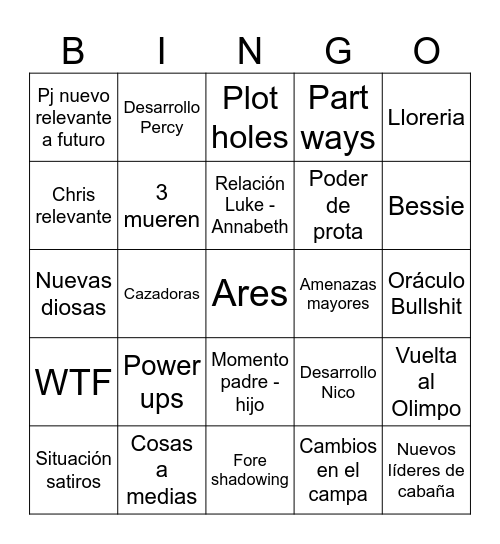 LIBRO 5 Bingo Card