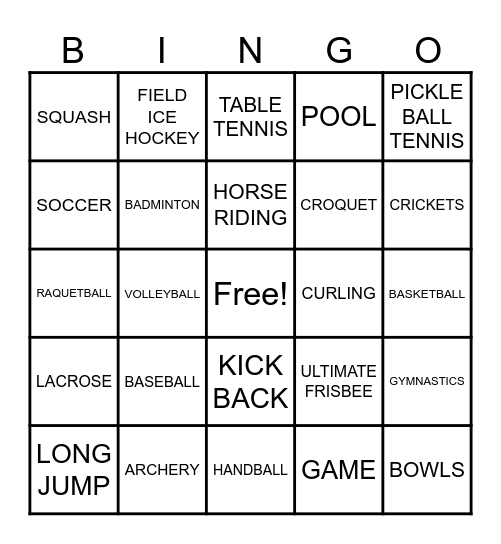 INVASION GAME Bingo Card