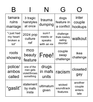 MAFS 2025 Bingo Card