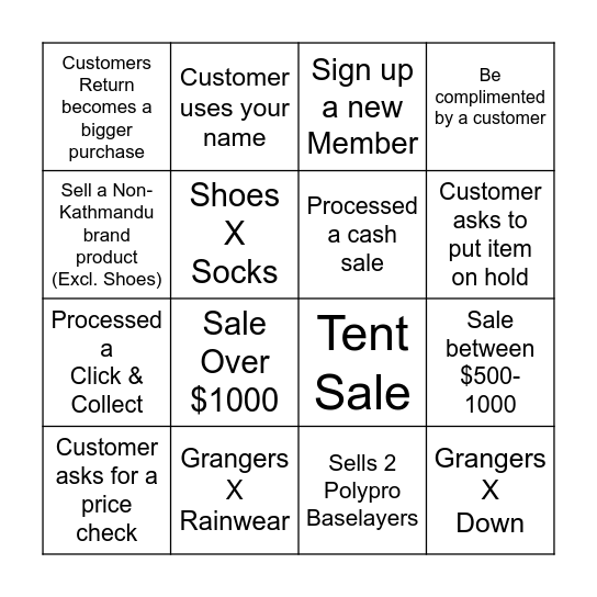 Microsoft Word  Bingo Card