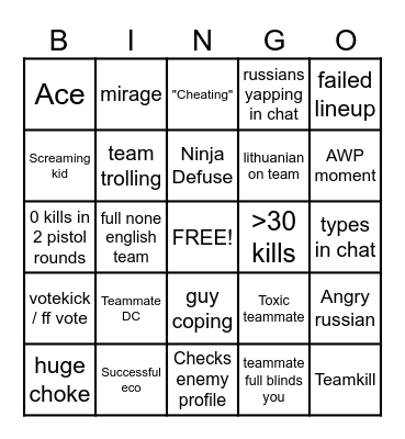 CS2 - 1 Bingo Card