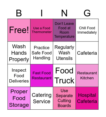 "Food Safety Bingo Blitz" Bingo Card