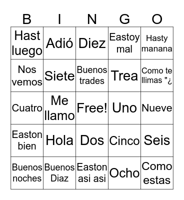 My bingo  Bingo Card