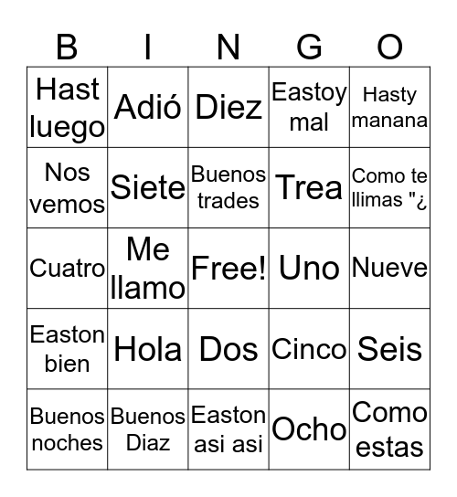My bingo  Bingo Card