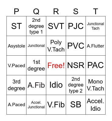 Rhythm Bingo Card