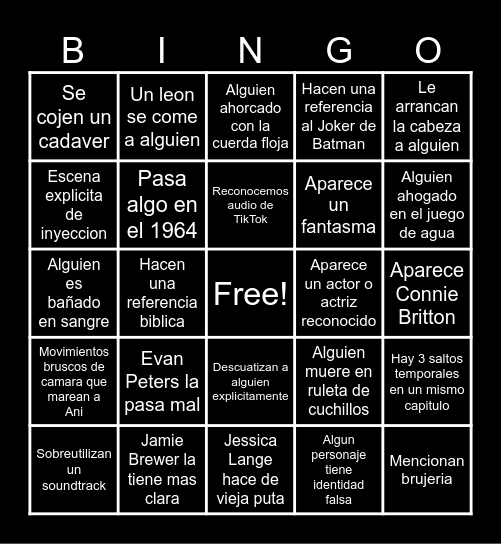 Bingo AHS Circo Bingo Card
