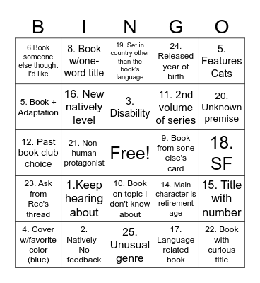 KR bingo 2025 Bingo Card