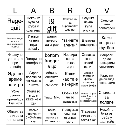 Цецко Бинго Bingo Card