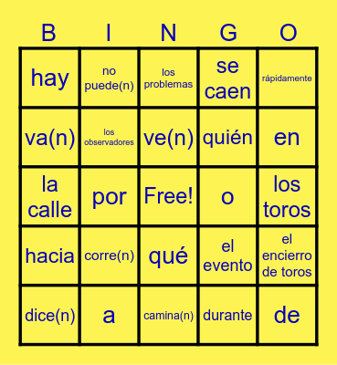 Unit 2 Target Structures & Additional Vocab Bingo Card