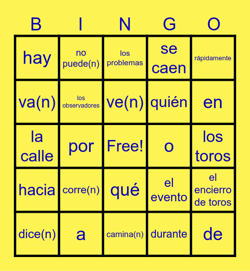 Unit 2 Target Structures & Additional Vocab Bingo Card