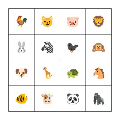 ANIMALS 😊 Bingo Card