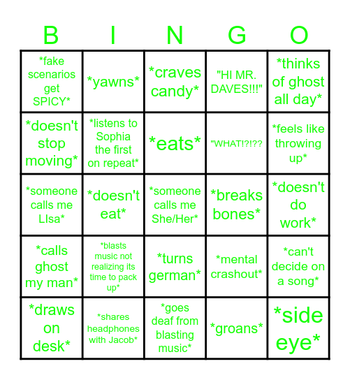 BINGO ABOUT MEH! Bingo Card