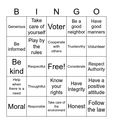 Cit. Dev. Bingo Card