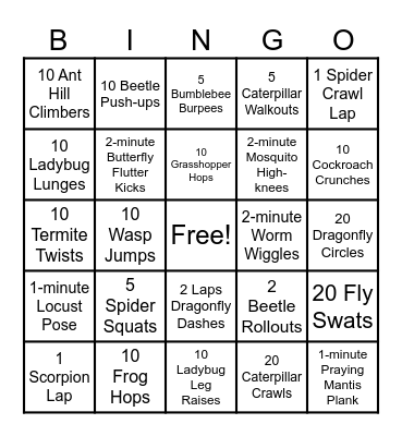 Bug Bingo Card