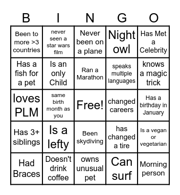 PLM & HSDC Cookie Cocoa Social Bingo Card