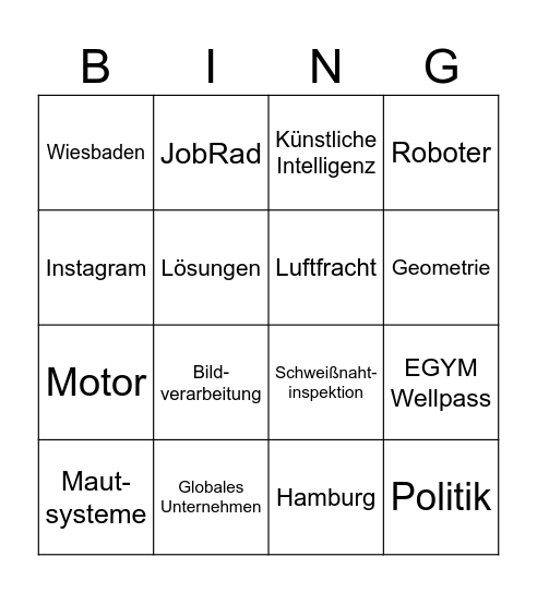 VITRONIC - BINGO Card