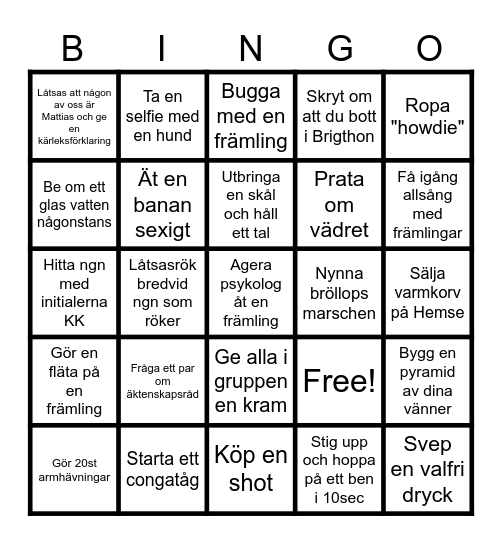 Möhippa Bingo Card