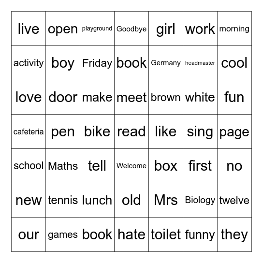 PRESENTATION BINGO Card