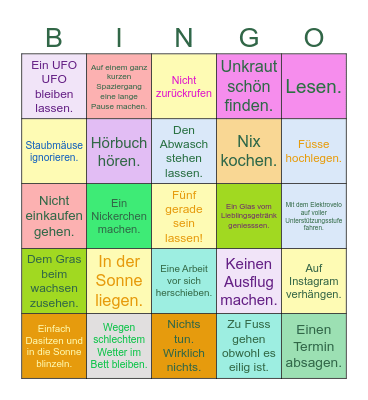 Nichtstu-Bingo Card