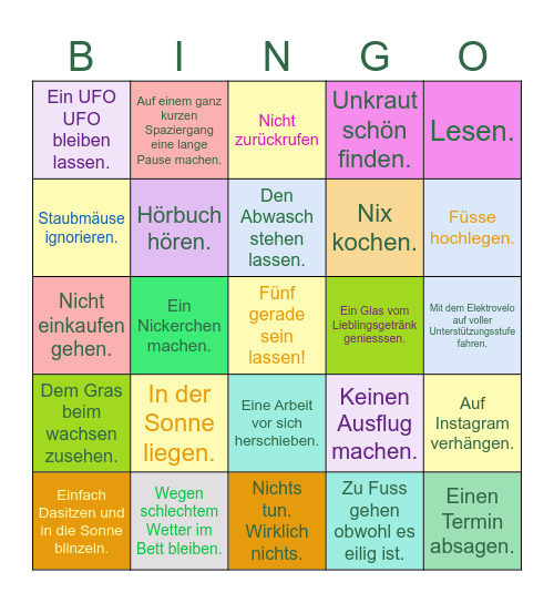 Nichtstu-Bingo Card