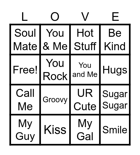 Valentine Bingo Card