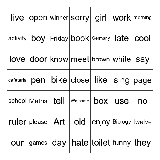 PRESENTATION BINGO Card