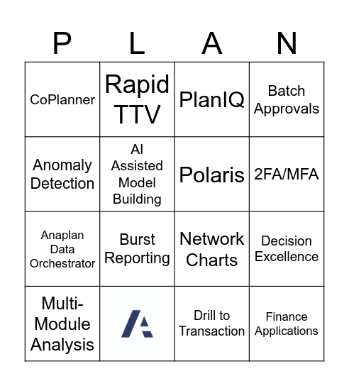 Anaplan Roadmap Bingo Card