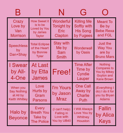 Love Bingo Card