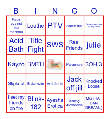 Vans Warped Tour Orlando 2025 Bingo Card