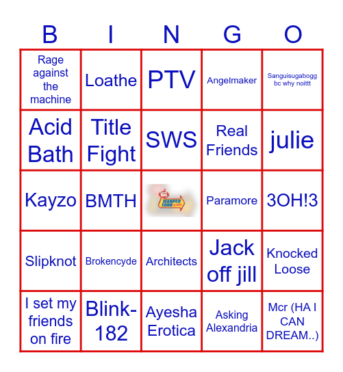 Vans Warped Tour Orlando 2025 Bingo Card