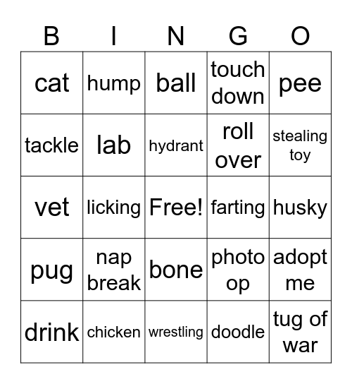 PUPPY BOWL Bingo Card