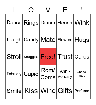 Valentines Bingo Card