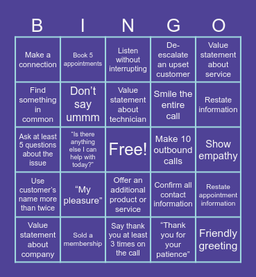 7-Star CSR Bingo Card