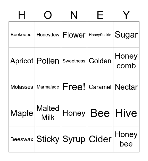 Honey Bingo Card