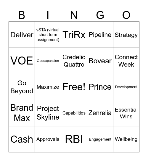 Global Reg Pharma Kick Off Bingo Card