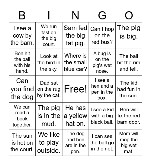 William Wes' Bingo Card