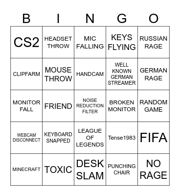 RAGE COMP Bingo Card